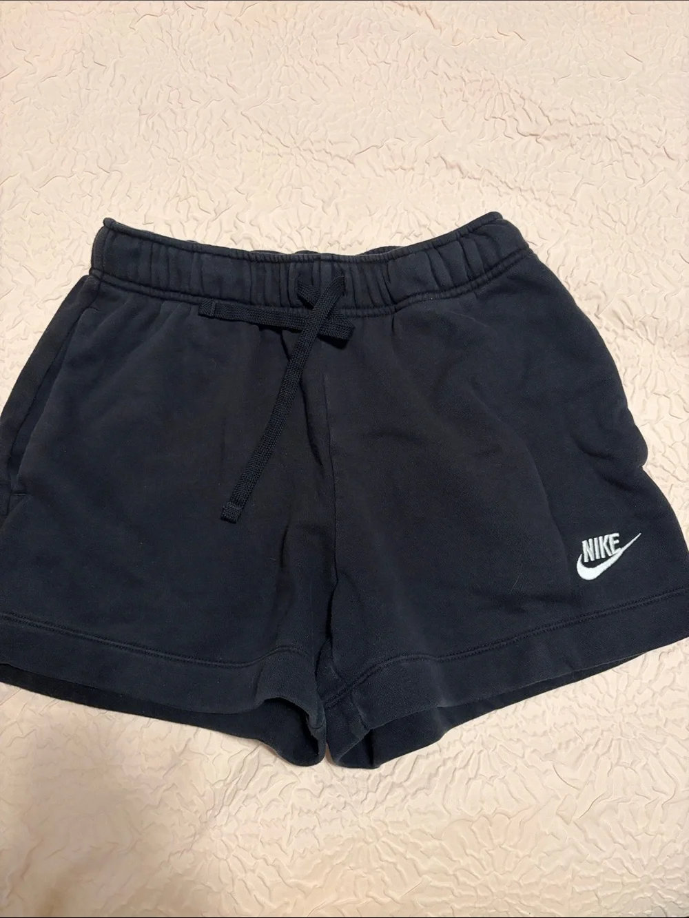 Nike Women’s Black Athletic Drawstring Shorts with White Swoosh